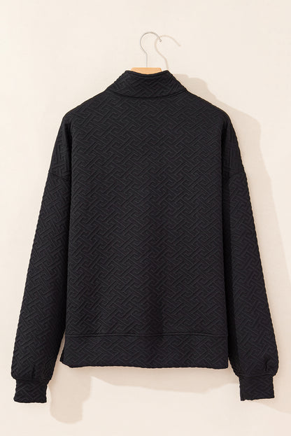 Texture Half Zip Long Sleeve Sweatshirt