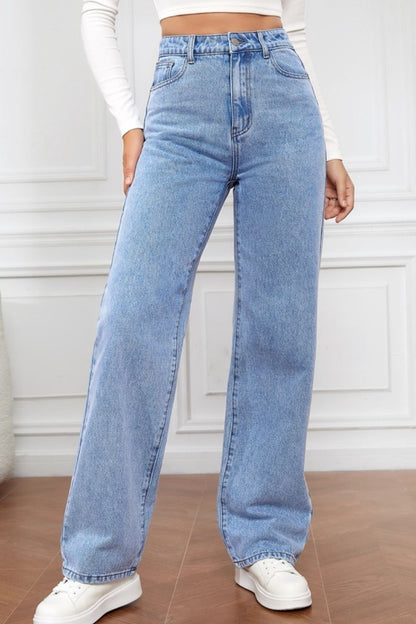 High Waist Straight Jeans