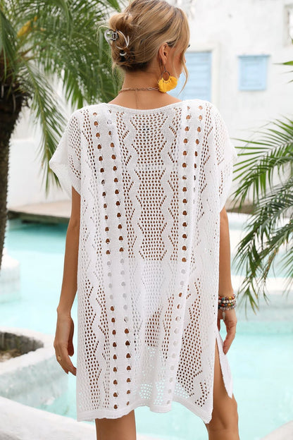 Angel Wings Openwork Plunge Dolman Sleeve Cover-Up Dress