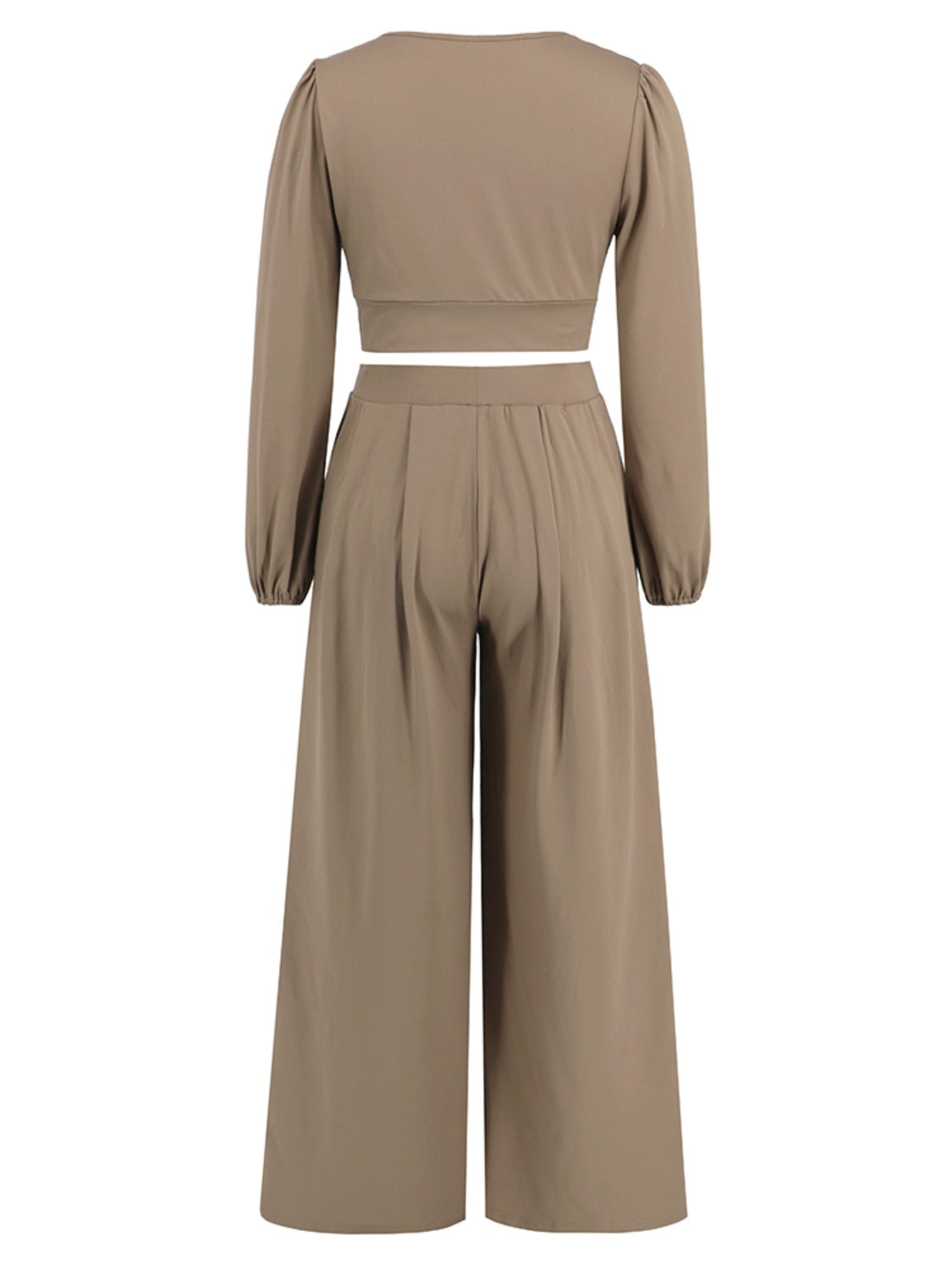 Surplice Top and Wide Leg Pants Set