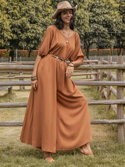 Scoop Neck Half Sleeve Wide Leg Jumpsuit