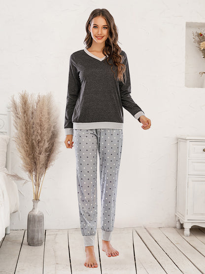 Long Sleeve Top and Polka Dot Pants Set