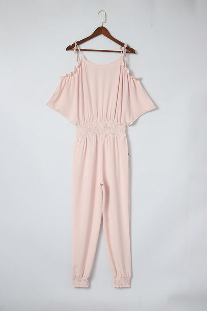 Frill Surplice Cold Shoulder Jumpsuit