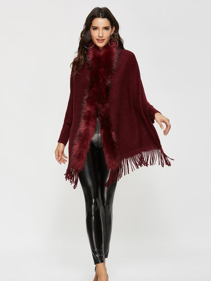 autumn winter fur fur collar shawl cardigan wool coat