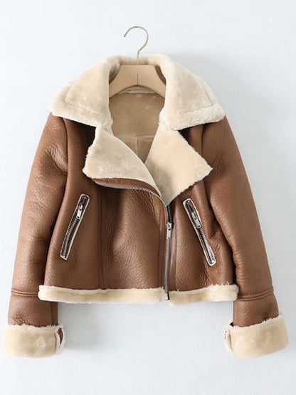 New women's street fashion motorcycle short fur coat