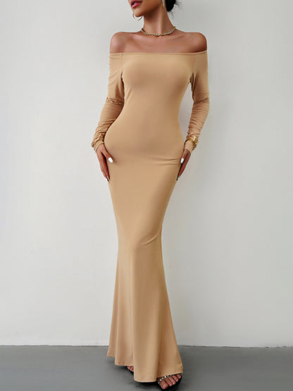 Fashion women's new sexy and elegant slim one-shoulder dress