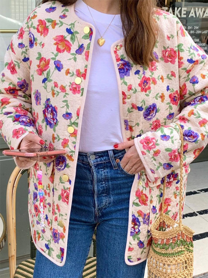 Ladies new floral print cotton jacket