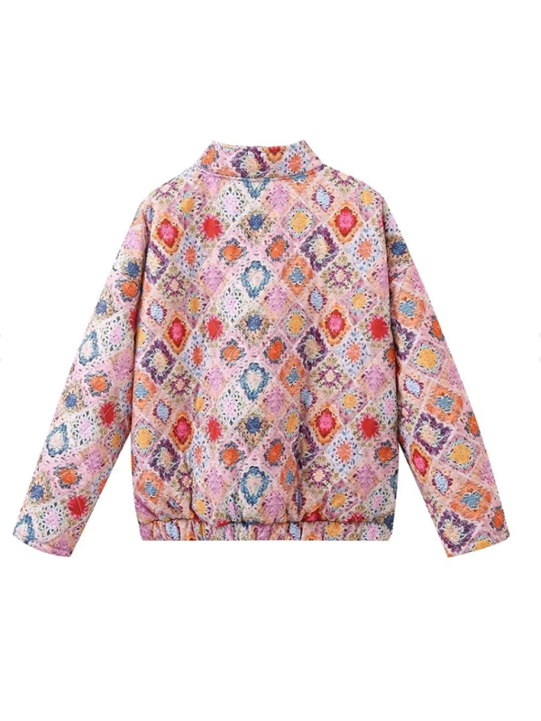 Vintage Geometric Print Cotton Jacket